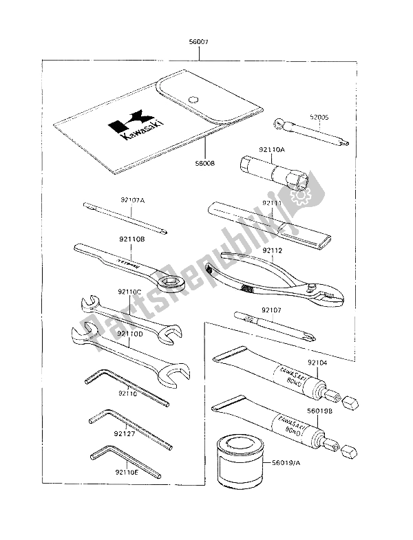 All parts for the Owners Tools of the Kawasaki GPX 600R 1993