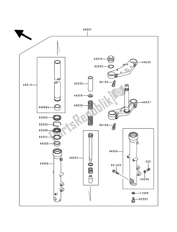 Tutte le parti per il Forcella Anteriore del Kawasaki Zephyr 750 1991