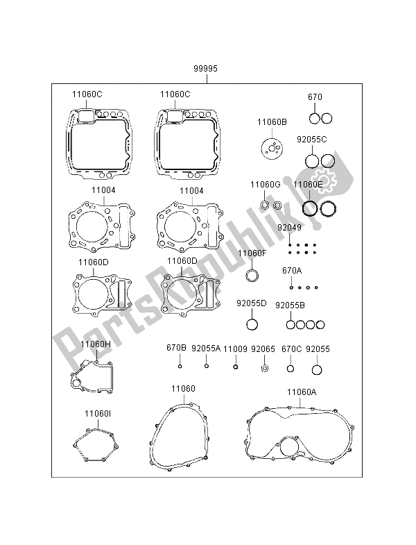 All parts for the Gasket Kit of the Kawasaki VN 800 1998