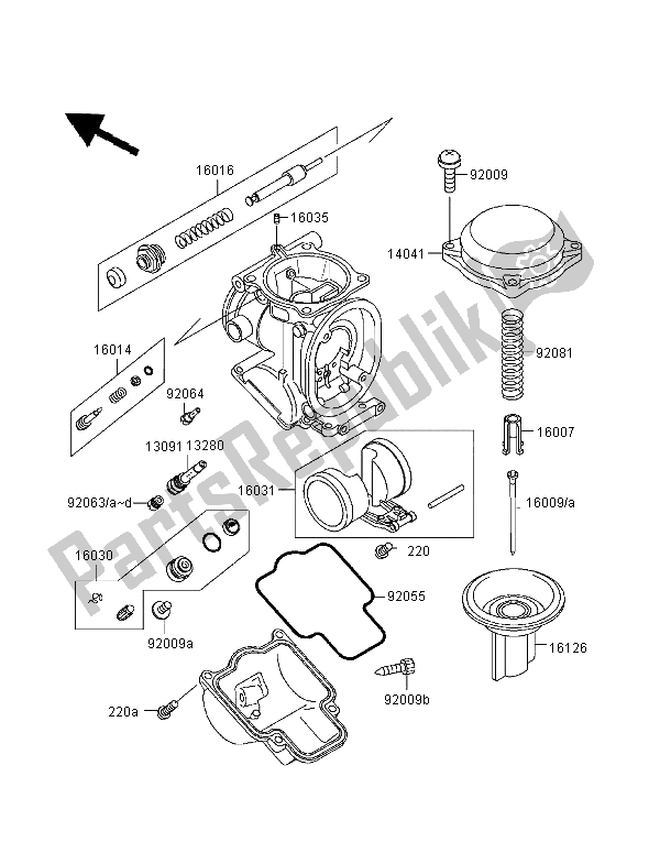 Alle onderdelen voor de Carburateur Onderdelen van de Kawasaki ZXR 400 1999