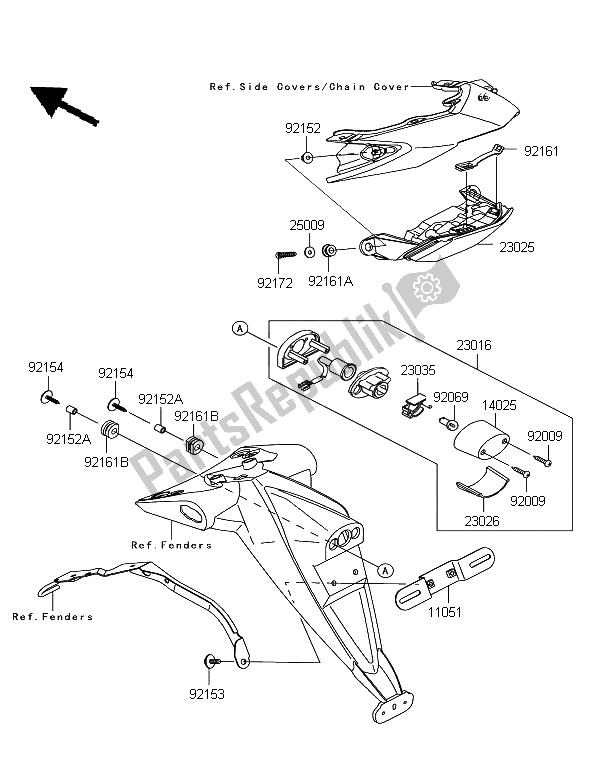 All parts for the Taillight of the Kawasaki Z 750R ABS 2012