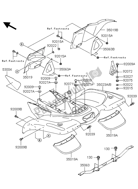 All parts for the Rear Fender of the Kawasaki KVF 360 2009