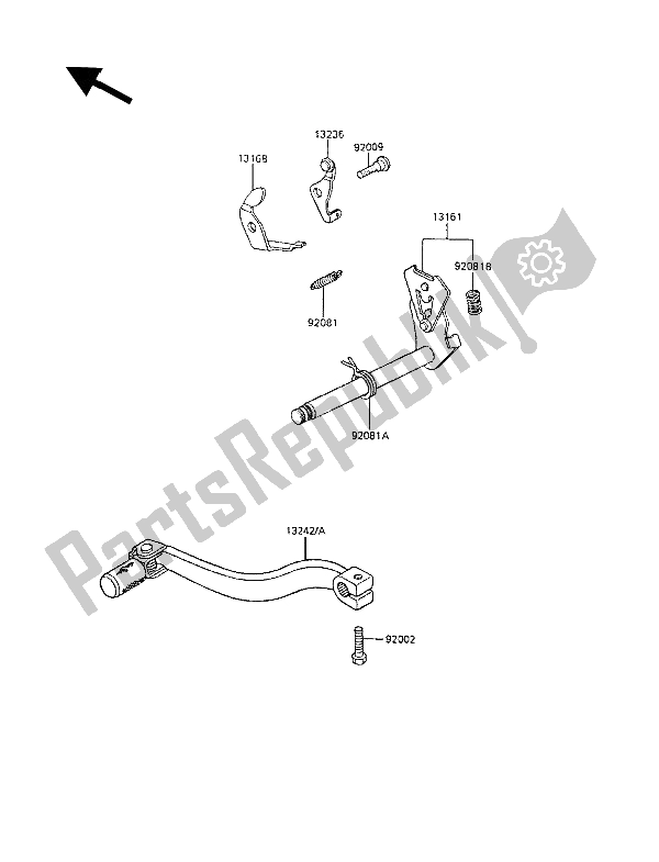 All parts for the Gear Change Mechanism of the Kawasaki KX 60 1986