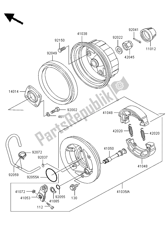 All parts for the Rear Hub of the Kawasaki KLF 300 2003