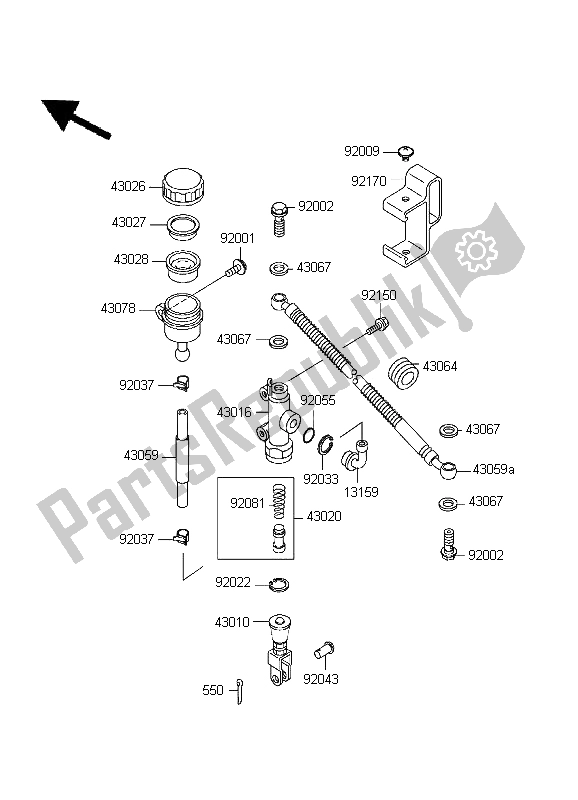 Tutte le parti per il Pompa Freno Posteriore del Kawasaki KLR 650 1999