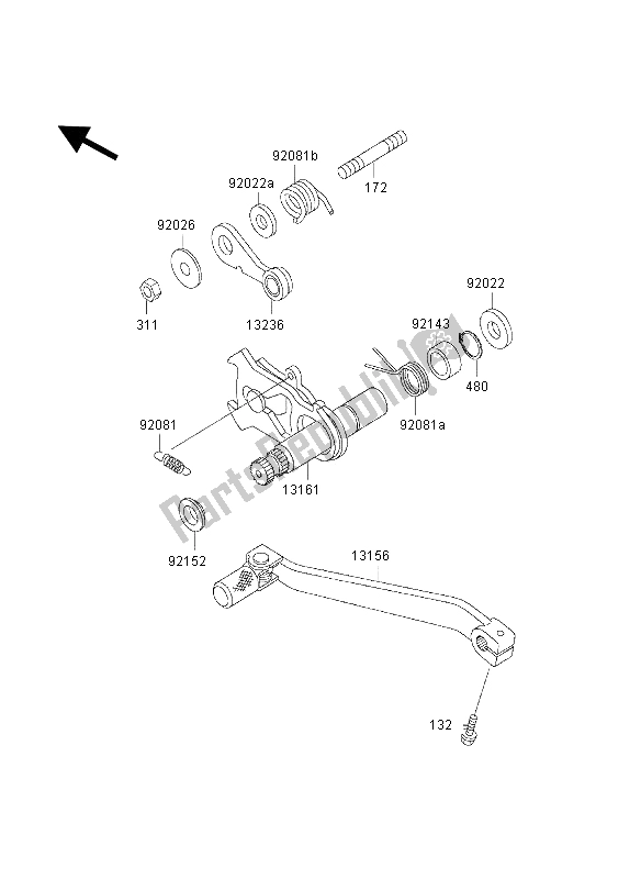 All parts for the Gear Change Mechanism of the Kawasaki KLX 300R 1998