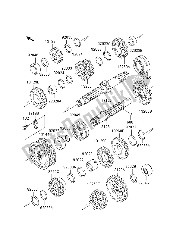Alle onderdelen voor de Overdragen van de Kawasaki EN 500 1995
