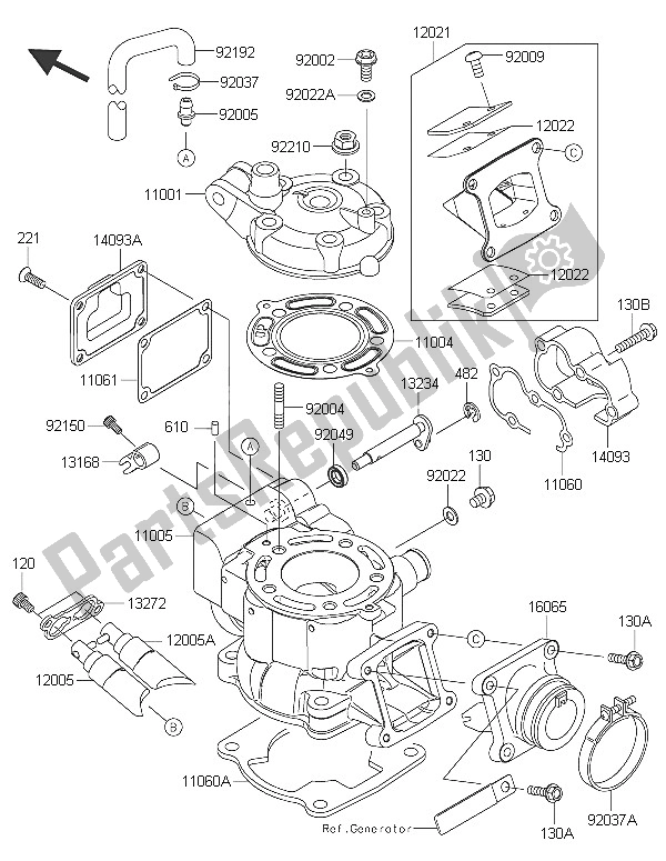 Tutte le parti per il Testata E Cilindro del Kawasaki KX 85 SW 2016