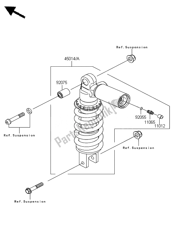 All parts for the Shock Absorber of the Kawasaki Z 1000 2007