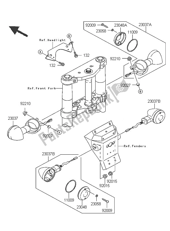 All parts for the Turn Signals of the Kawasaki VN 1600 Mean Streak 2005