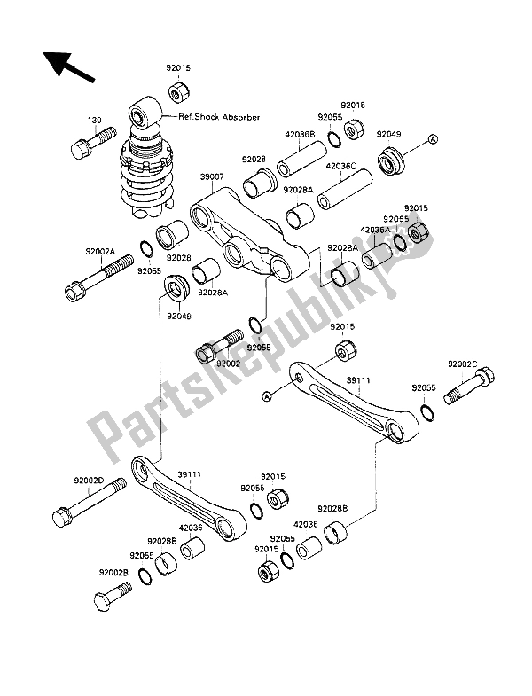 Tutte le parti per il Sospensione del Kawasaki GPZ 500S 1989