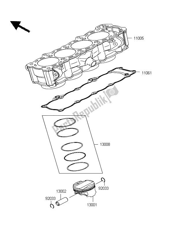 All parts for the Cylinder & Piston of the Kawasaki Z 1000 SX ABS 2011