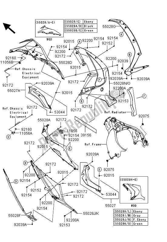 Todas las partes para Capota Baja de Kawasaki Ninja ZX 10R ABS 1000 2013