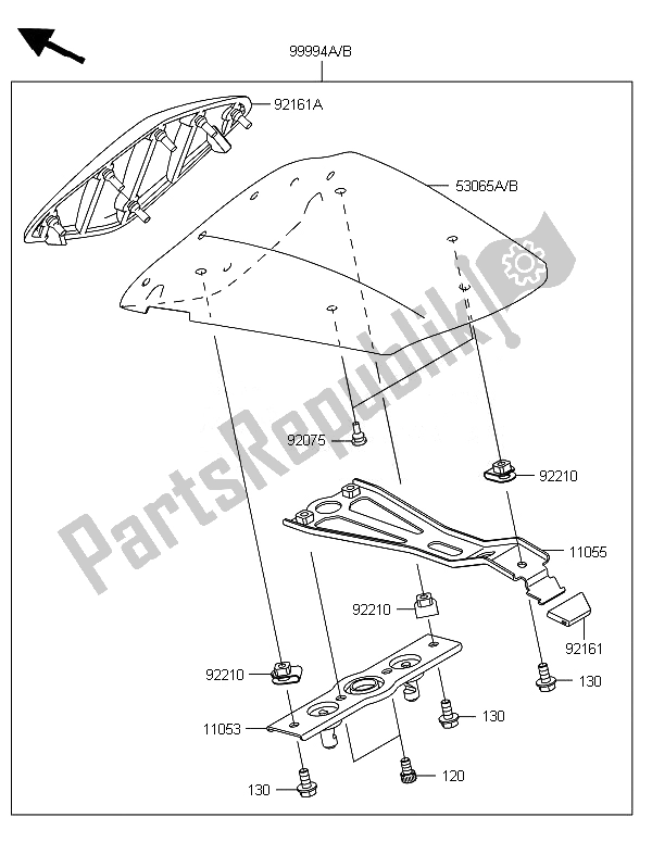 Alle onderdelen voor de Accessoire (enkele Stoelbekleding) van de Kawasaki Ninja ZX 6R ABS 600 2014