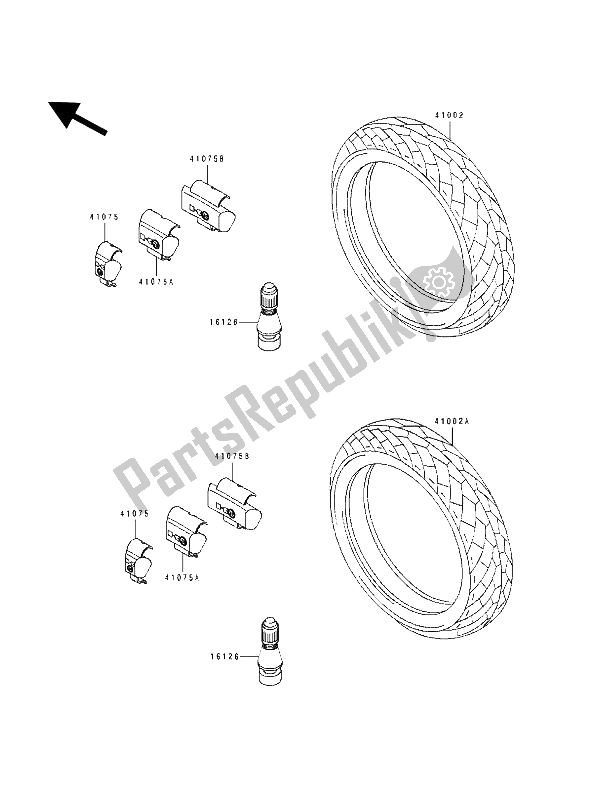 All parts for the Tire of the Kawasaki GPZ 500S 1993