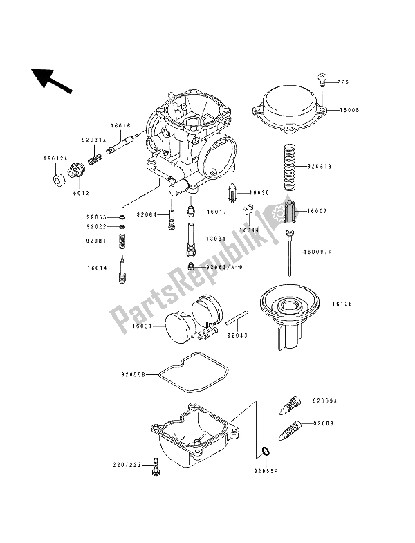 Tutte le parti per il Parti Del Carburatore del Kawasaki EL 250D 1992