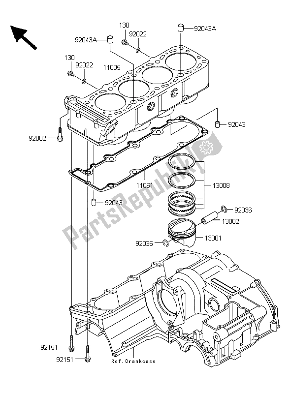 All parts for the Cylinder & Piston of the Kawasaki ZRX 1200R 2006