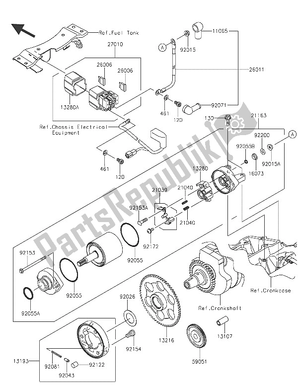 All parts for the Starter Motor of the Kawasaki Z 300 ABS 2016