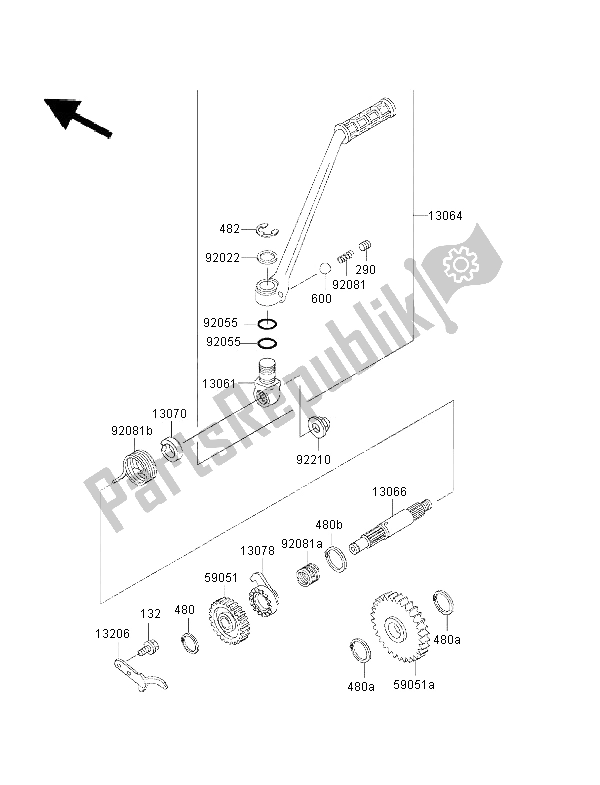 Todas las partes para Mecanismo De Arranque de Kawasaki KMX 125 2001