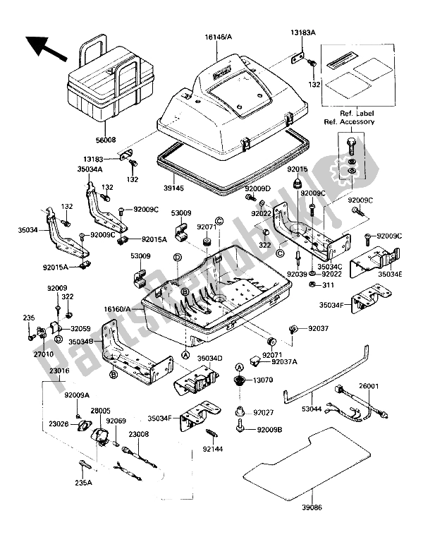 Alle onderdelen voor de Accessoire (kofferbak) van de Kawasaki ZG 1200 B1 1990