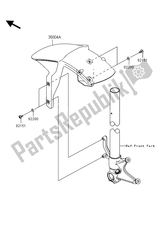 Tutte le parti per il Parafango Anteriore del Kawasaki Ninja ZX 6R 600 2010