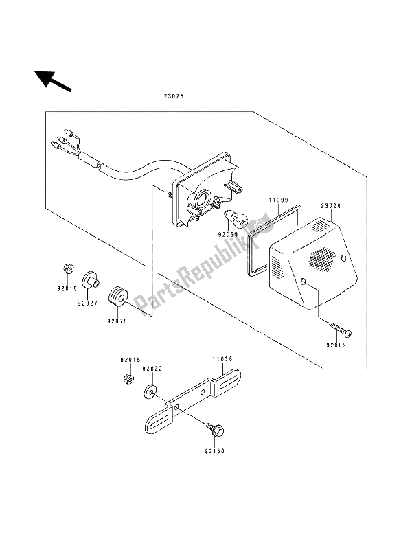 Alle onderdelen voor de Achterlicht van de Kawasaki KDX 125 1990