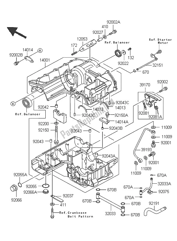 All parts for the Crankcase of the Kawasaki ZRX 1200R 2005