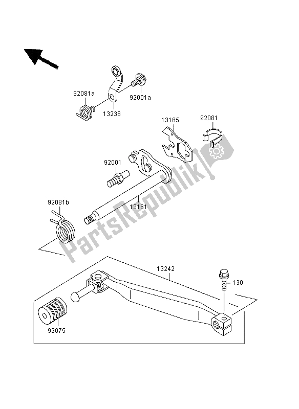 All parts for the Gear Change Mechanism of the Kawasaki KLR 650 1995