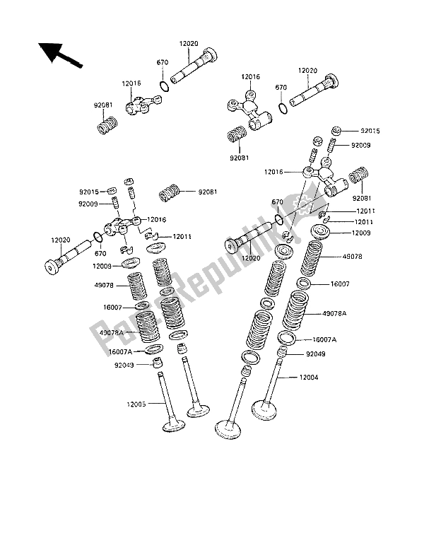 Tutte le parti per il Valvola (s) del Kawasaki LTD 450 1986