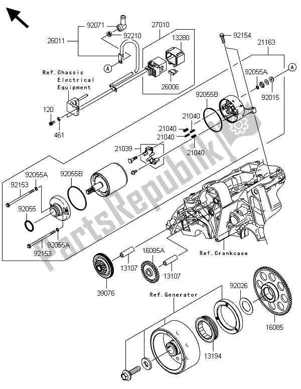 Alle onderdelen voor de Startmotor van de Kawasaki Versys 1000 ABS 2014