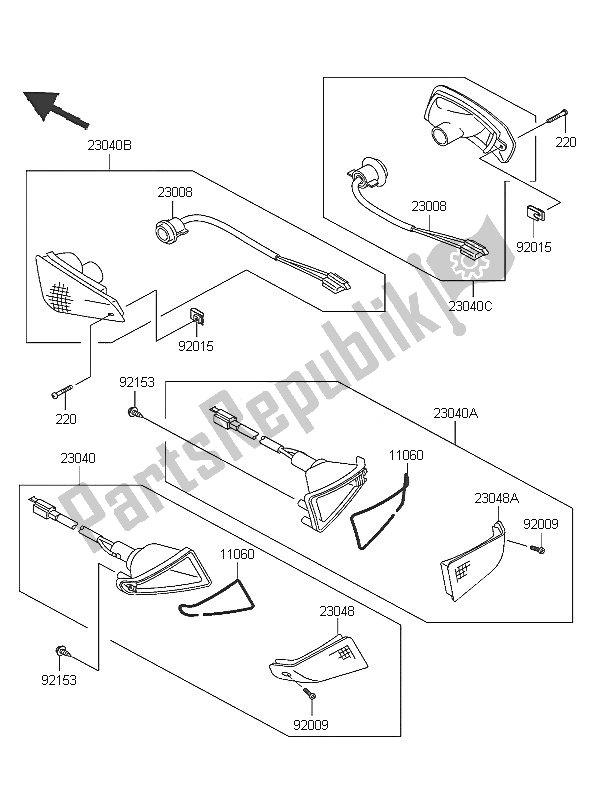 Wszystkie części do Kierunkowskazy Kawasaki ZZR 600 2005