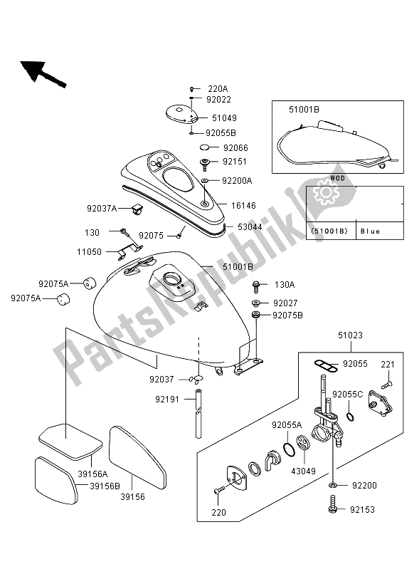 Alle onderdelen voor de Benzinetank van de Kawasaki Eliminator 125 2006