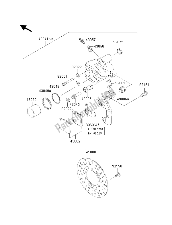 Alle onderdelen voor de Voor Rem van de Kawasaki KVF 300 2001
