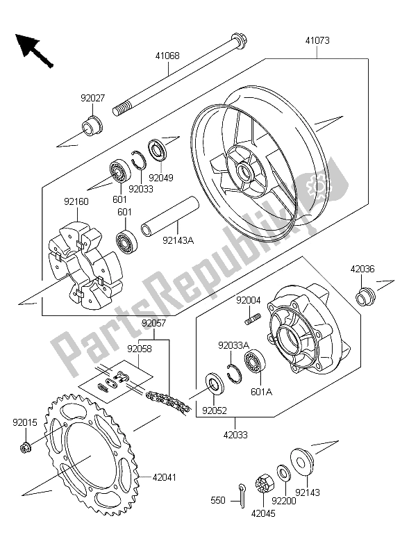 Toutes les pièces pour le Moyeu Arrière du Kawasaki ZZR 600 2006