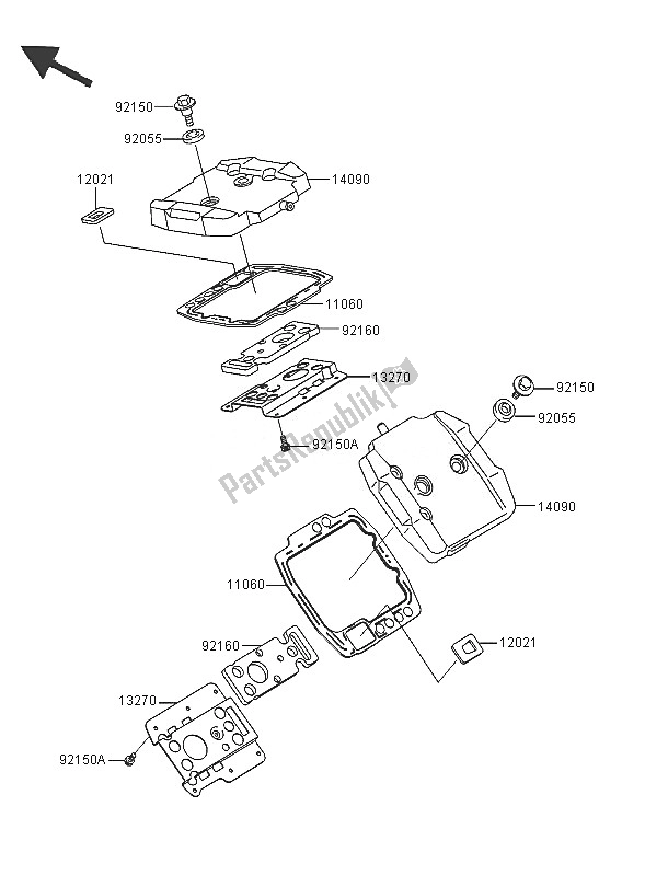 All parts for the Cylinder Head Cover of the Kawasaki VN 800 Classic 2005