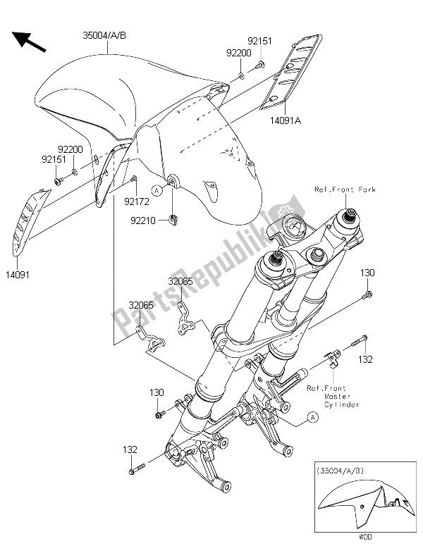 All parts for the Front Fender(s) of the Kawasaki ZZR 1400 ABS 2015