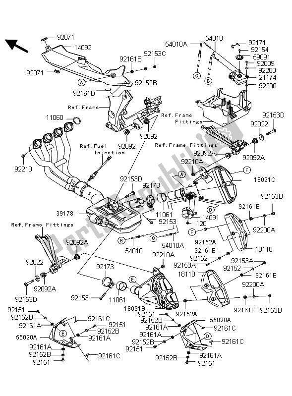 Toutes les pièces pour le Silencieux du Kawasaki Z 1000 2011