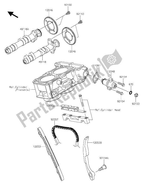 All parts for the Camshaft(s) & Tensioner of the Kawasaki Z 300 ABS 2015