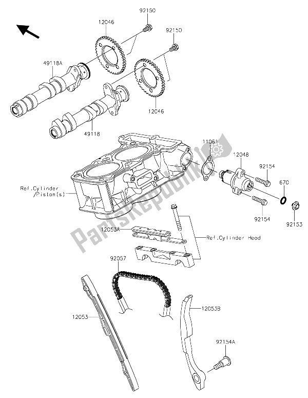 All parts for the Camshaft(s) & Tensioner of the Kawasaki Z 300 ABS 2015