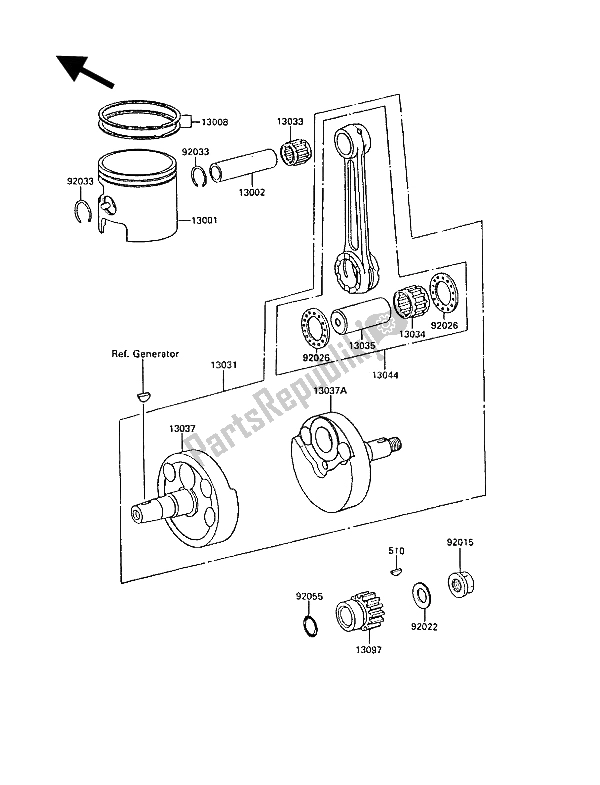 Toutes les pièces pour le Vilebrequin Et Piston (s) du Kawasaki KX 125 1988