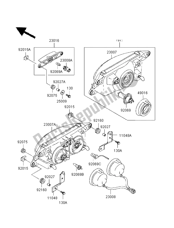 Todas las partes para Faro de Kawasaki Ninja ZX 9R 900 1997