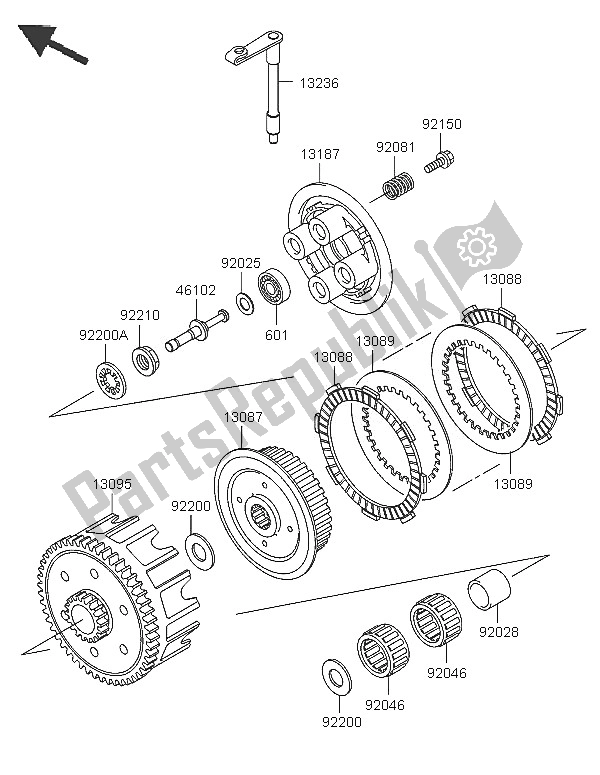 All parts for the Clutch of the Kawasaki KX 85 SW LW 2005