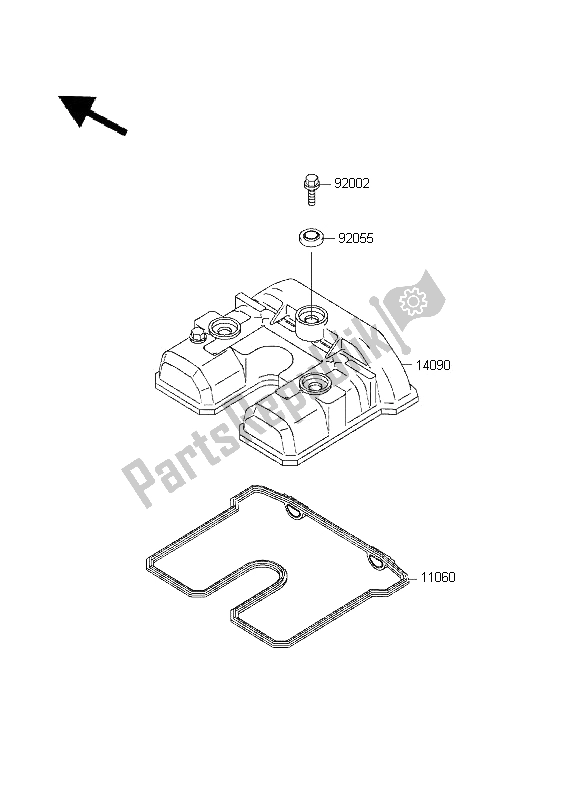 Alle onderdelen voor de Kleppendeksel van de Kawasaki KLX 250R 1995