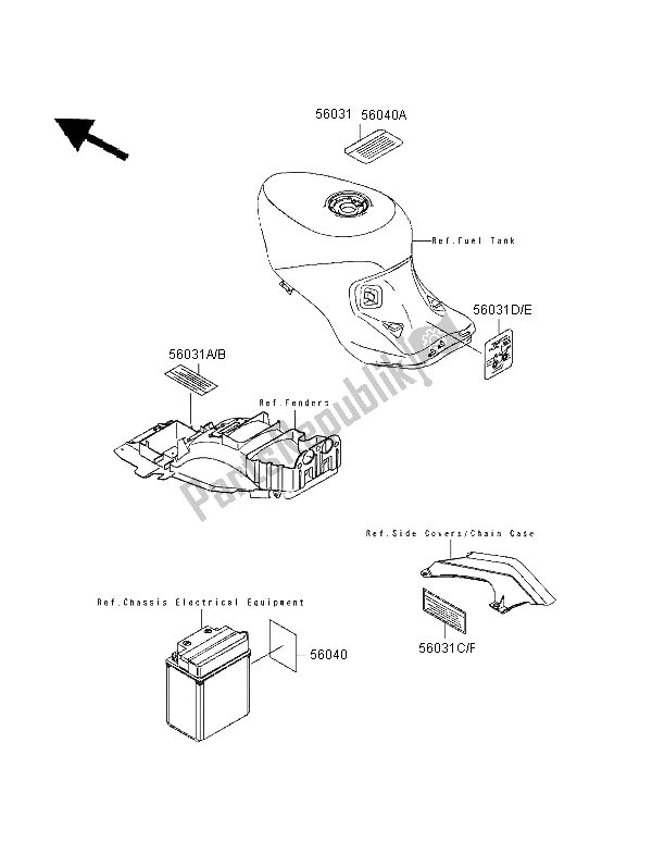 All parts for the Labels of the Kawasaki ZZR 1100 1995