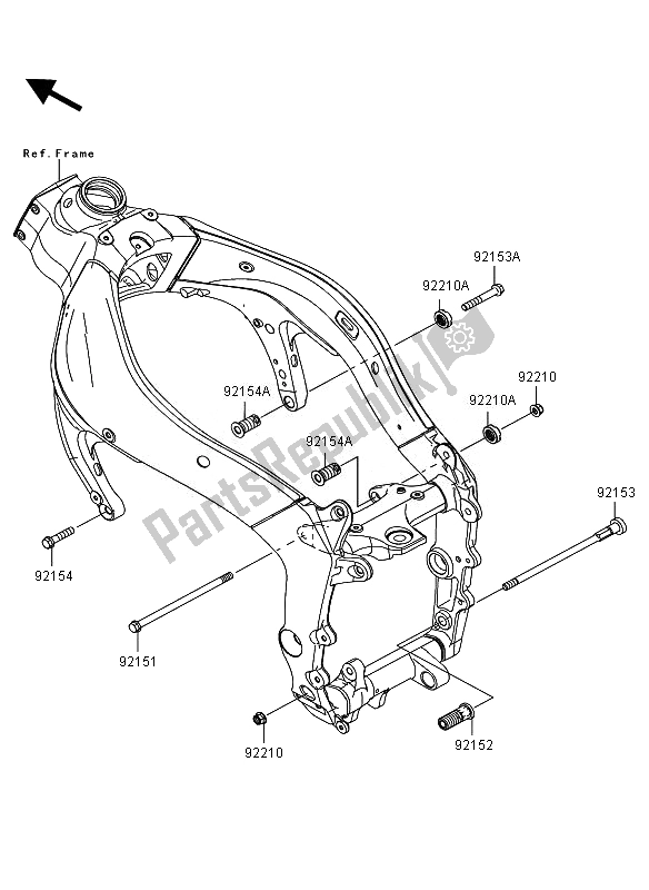 All parts for the Engine Mount of the Kawasaki Ninja ZX 6R 600 2010