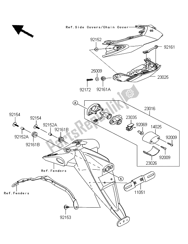 Tutte le parti per il Fanale Posteriore del Kawasaki Z 750R 2012