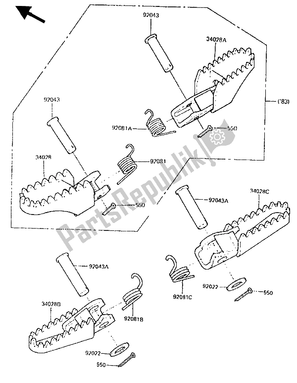 Todas las partes para Paso de Kawasaki KDX 250 1985