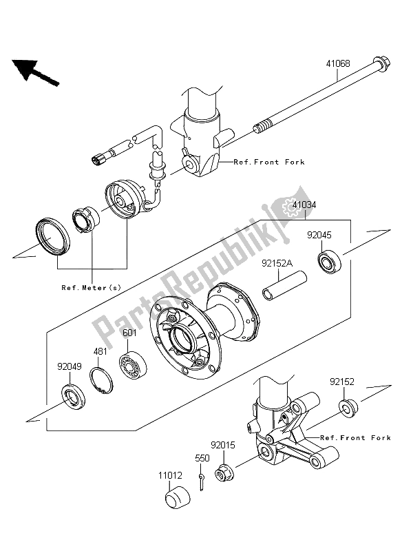 Toutes les pièces pour le Moyeu Avant du Kawasaki D Tracker 125 2012