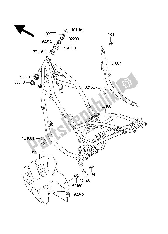 Toutes les pièces pour le Cadre du Kawasaki KLE 500 1996