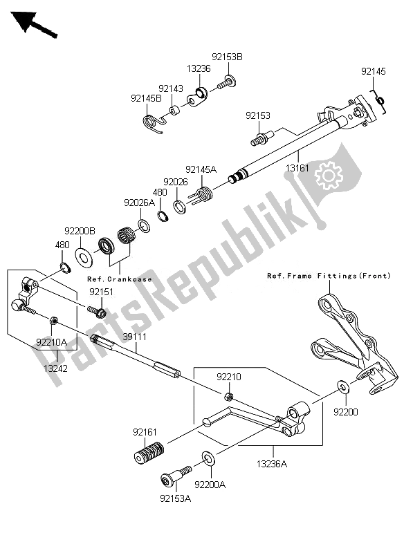 All parts for the Gear Change Mechanism of the Kawasaki Ninja ZX 6R 600 2007